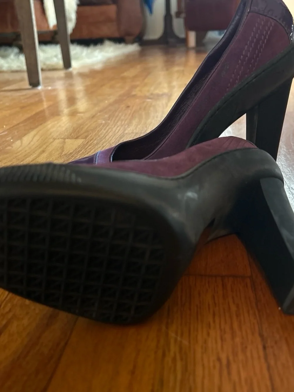 Puma Purple Patent & Suede Block Heel Pump